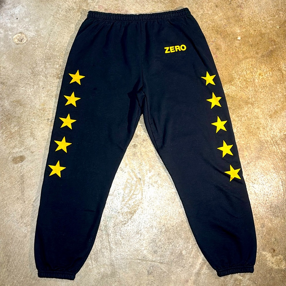 Mens Smashing Pumpkins "Zero" 5 Yellow Star Black Sweatpants Size XL